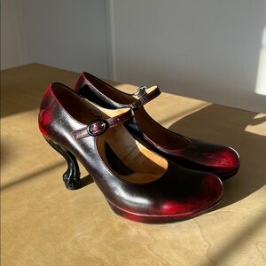 John Fluevog Queen Transcendent Mary Jane Heels in Burgundy- Size 11